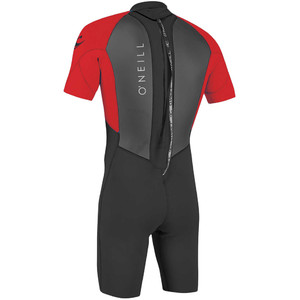 O'Neill Youth Reactor II 2mm Back Zip Shorty Wetsuit BLACK / RED 5045